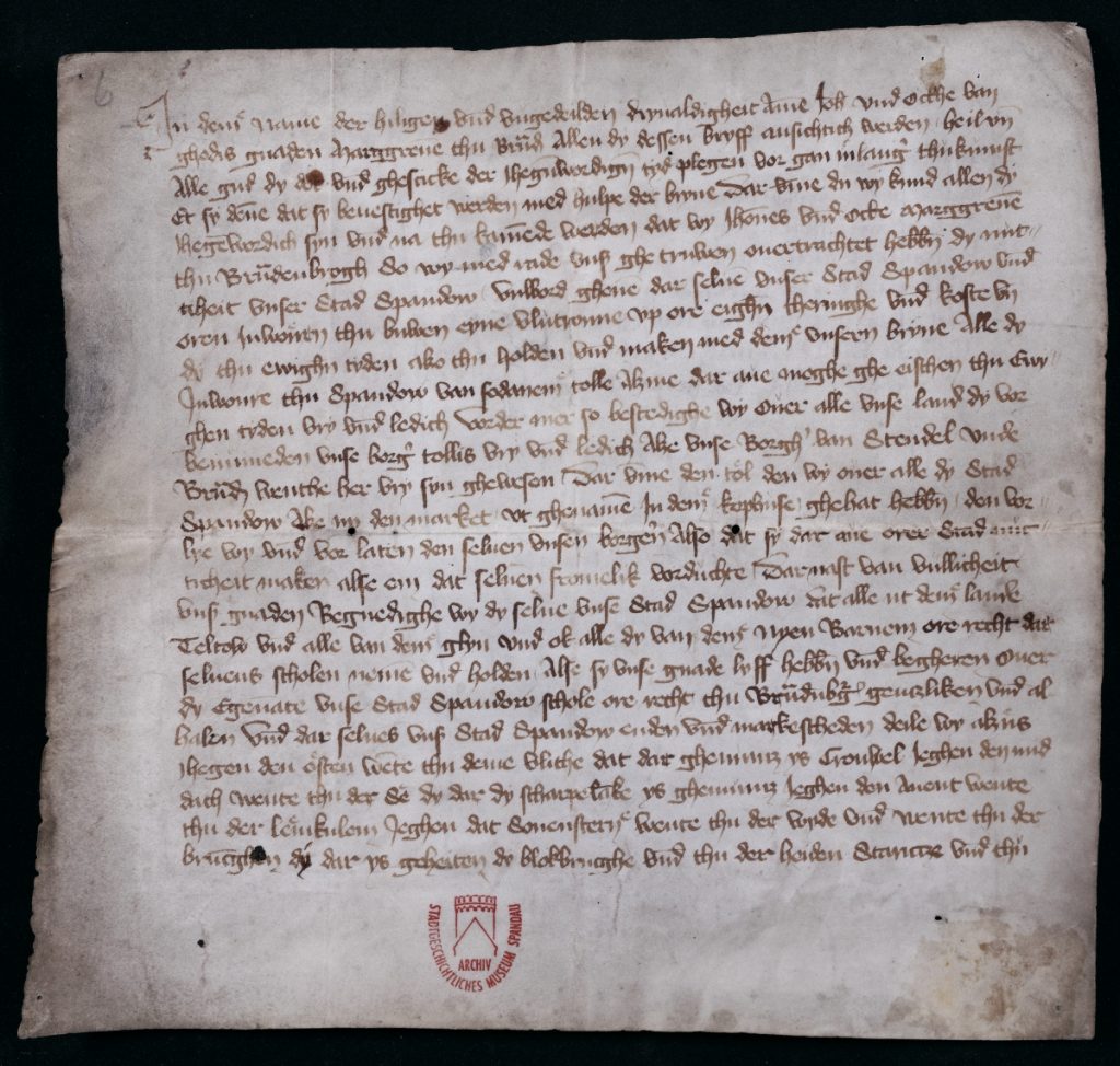 Spandauer Stadtrechtsprivileg vom 7. März 1232, Deutsche Fassung des 15. Jahrhunderts