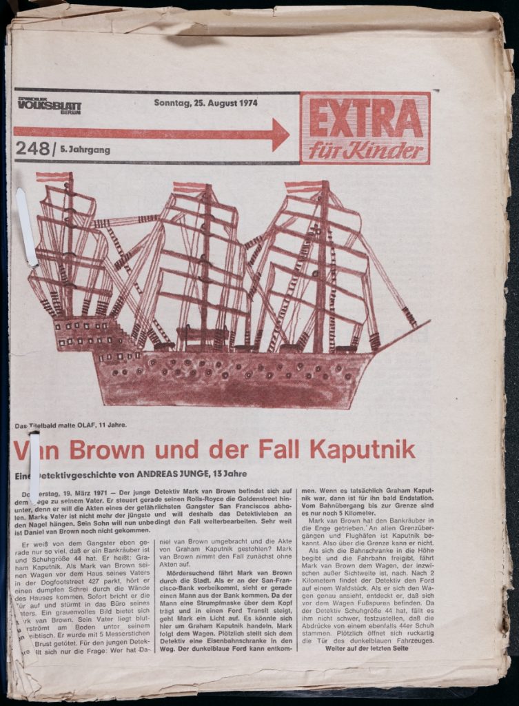 Illustration von Olaf Lezinsky im Spandauer Volksblatt „Extra für Kinder“, 25. August 1974