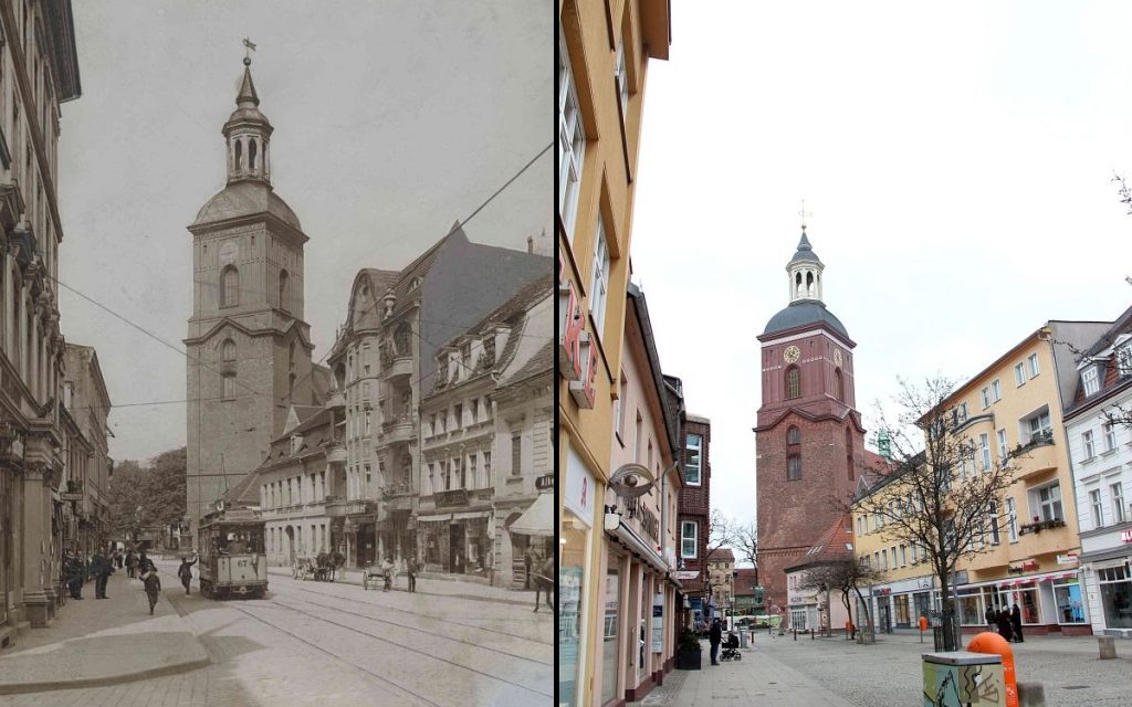 Spandau im Bild - Vergleich Carl-Schurz-Straße und Nikolaikirche