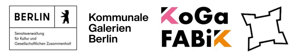 Logo der Senatsverwaltung für Kultur und Gesellschaftlichen Zusammenhalt, Logo der Kommunalen Galerien, Logo KOGA und FABIk sowie Logo der Zitadelle Spandau